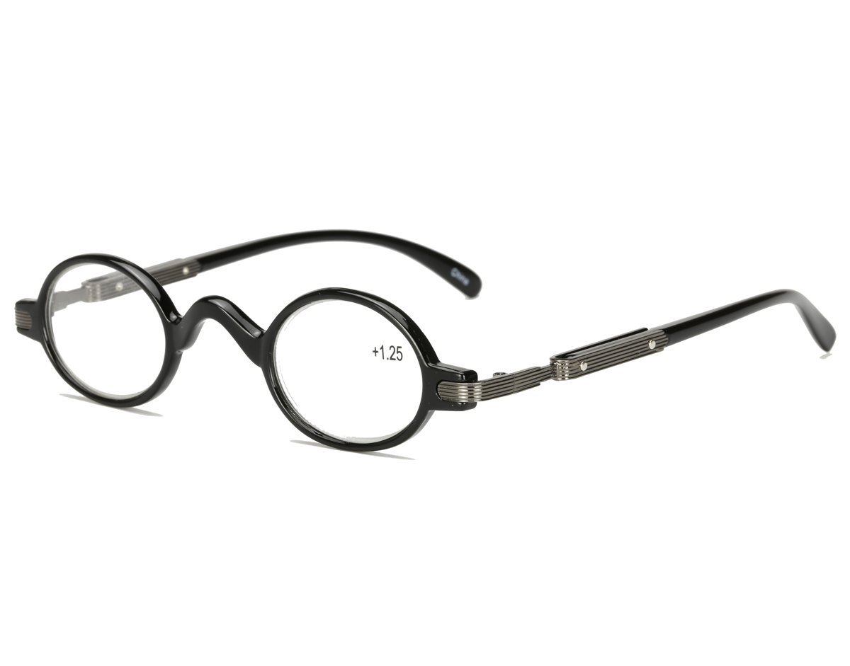 Agstum Men's Black Readers Wo Vintage Small Oval Round Reading Glasses (+3.50, )