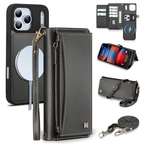 BLISLIAR Wallet Case for iPhone 17 Pro Max with Card Holder/Crossbody Wallet/Strap,[RFID Blocking][Magnetic] PU Leather Phone Case for iPhone 17 Pro Max,6.9 in,Black by BLISLIAR - Used condition - US$23.50