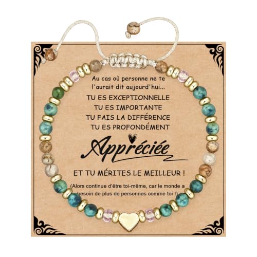 Lueaurra Idee Cadeau pour Femme Bracelet Pierres Naturelles Femme Original Cadeau Ado Fille Cadeaux Noel Femme Cadeau Anniversaire Bracelet Cadeau Amie Maman Sœur Maitresse