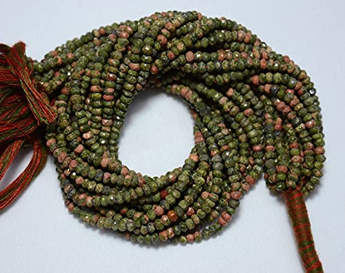 Perles unakite 4mm facettées rondelles pour création de bijoux en pierres naturelles