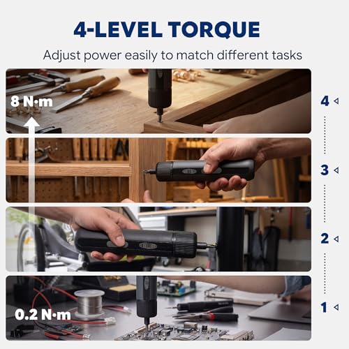 WATTREX 4V Cordless Electric Screwdriver Set with 4 Torque Settings, Black by WATTREX - Used condition - Image 4