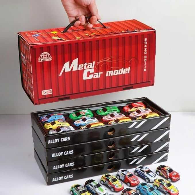 48-Pack Pull Back Toy Cars with Storage - Bulk Race Cars Vehicles for Party Favors, Goodie Bags, Pinata Fillers, Teacher Treasure Box Prizes, Toys for Boys & Girls Ages 2-5