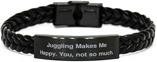 Sarcastic Juggling Braided Leather Bracelet, Juggling Makes Me Happy. You, not so, Present For Friends, Joke Gifts From Friends, Jewelry, Fashion accessory