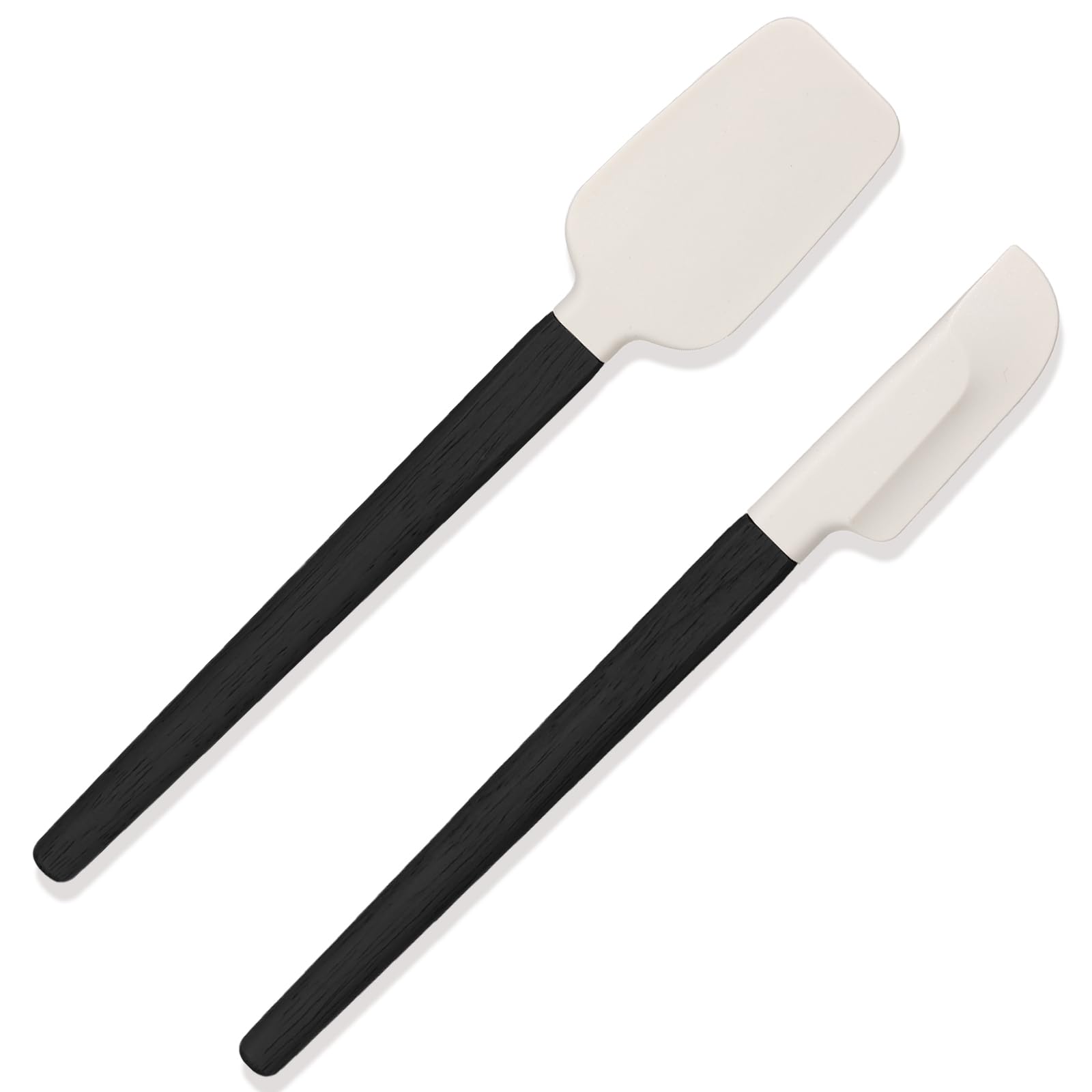Apausvcm 2 Stück Silikon Spatel,Teigschaber Klein Schmal,Silikonspachtel mit Holzgriff Kleine Schaber Schmal Küche Silikon Löffel Kochen Antihaftbeschichtet Küchenspatel Flexibel für Backen Mischen