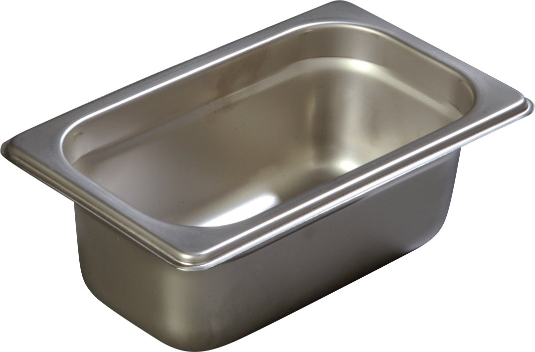 Carlisle FoodService Products Durapan Stainless Steel Pan 1/9 Size, Hotel Pan for Catering, Buffets, Restaurants, Stainless Steel, 2.5 Inches Deep, Silver, (Pack of 6)