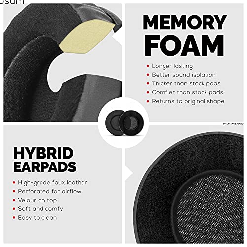 Brainwavz Round Memory Foam Earpads - Suitable Many Large Headphones - Steelseries, Hd668B, Ath, Akg K553, Hifiman, Ath, Philips, Fostex, Sony Ear Pad & More (Hybrid) #TOP5