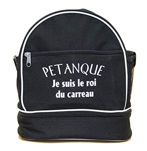 Sac bandoulière pétanque Je suis Le Roi du Carreau idée cadeau joueur