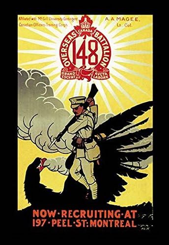 A recruitment poster for the 148th Overseas Battalion from Canada affiliated with McGill University and the Canadian Officers Training Corps Poster Print by PE Nobbs (24 x 36)
