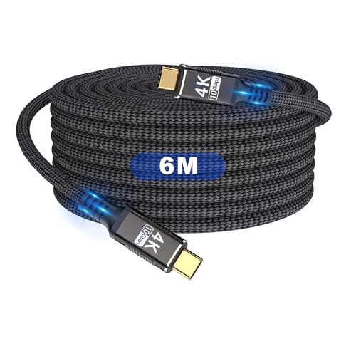 Image of Long Usbc to Usbc 20FT Cable Compatible With Thunderbolt 3,Usb C 3.1 Gen 1 Cable 10Gbps Data Transfer,4K@60Hz /2K@120Hz Video Output Monitor Cord,Type-C Nylon Braided PD3.0 100W Fast Charging.
