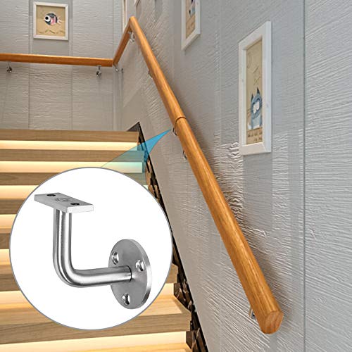 Justech 4pcs Support de Main Courante d'Escalier en Acier Inoxydable Supports de Rampe d'Escalier Support de Fixation Murale avec Vis pour Rampe Escalier