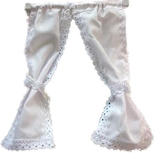 Melody Jane Dolls Houses Dollhouse White Curtains on Rail Tied Back Miniature 1:12 Scale Accessory