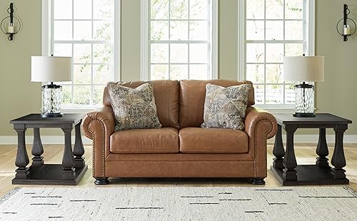 Classic Leather Match Loveseat with Nailhead Trim - Image 3