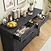 ONBRILL 48 Inches Buffet Cabinet with Storage, Farmhouse Sideboard Buffet w/2 Drawers and 3 Doors, Wood Coffee Bar Cabinet with Adjustable Shelves, Sideboard Storage for Kitchen, Living Room, Black