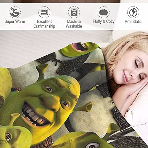 Soft Anime Cozy Flannel Blanket Shrek Couch Sofa Lightweight Bed Plush Cartoon Throw Blanket 40"X50" #TOP3