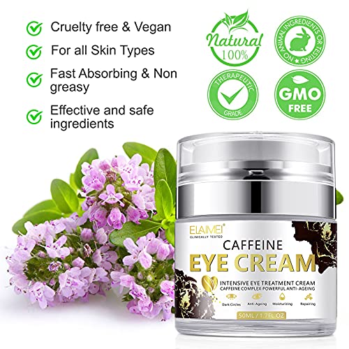 Elbbub Caffeine Eye Cream, Anti Wrinkle Eye Cream And Puffiness-With Collagen, Puffiness, Wrinkles,Crows Feet Eye Lift Treatment For Men & Women #TOP4