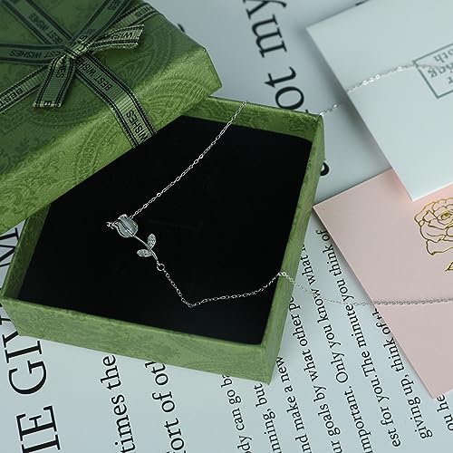 s925 Sterling Silver Chalcedony Tulip Flower Necklace For Women2