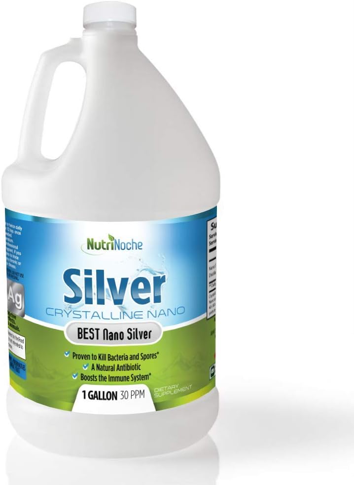 NutriNoche Colloidal Silver Mineral Liquid Supplement - Daily Immune System Support - Colloidal Nano Silver 30 PPM (Gallon Size)