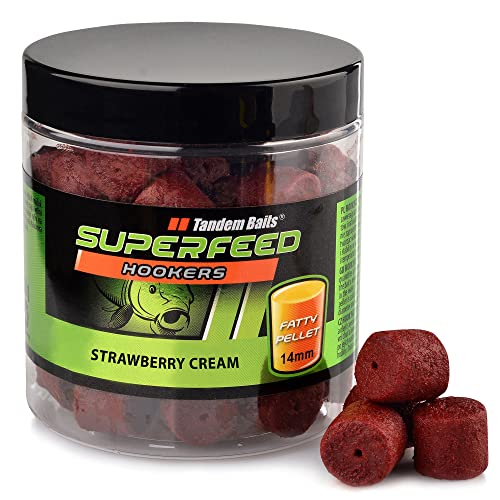 Tandem Baits Karpfen Futter Angelfutter Haken Pellets SuperFeed Hook Fatty Pellet 14 mm 150 g Cremige Erdbeere