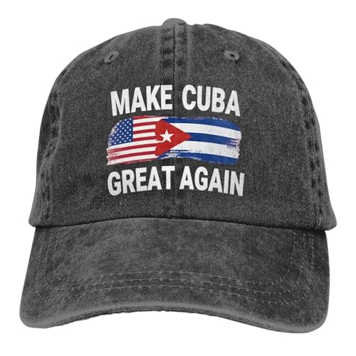 Brfmholfa Cuban Hats for Men Women Make Cuba Great Again Hat American Friendship Nations Cuban Flag Baseball Cap Christmas Birthday Gifts for Cuba Friends Black