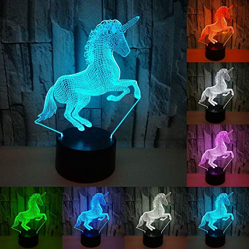 Licorne 3D LED Nuit Lumière 7 Couleur Lampe 3D Hologramme Illusion Lampe de Bureau Pour Enfants Nouveauté bébé lampe Enfants Salon Chambre Table Bureau lumière