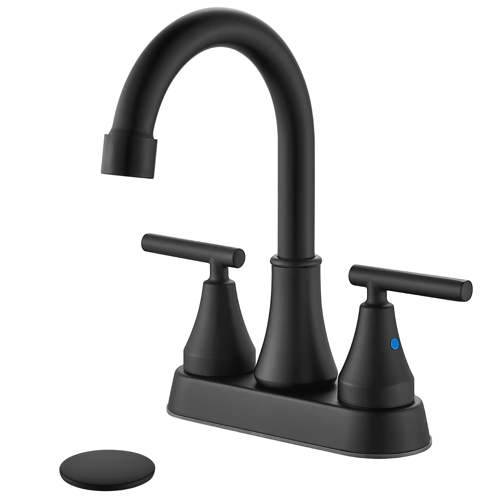 Cinwiny Waschbeckenarmatur 10,2 Cm – Schwarz, Schwenkbar, Mit Pop-Up Ablauf & 2 Griffen
