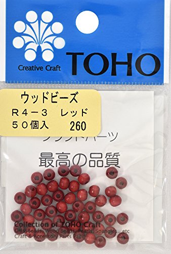 TOHO ウッドビーズ 外径約4mm R4-3 レッド 50ヶ入り