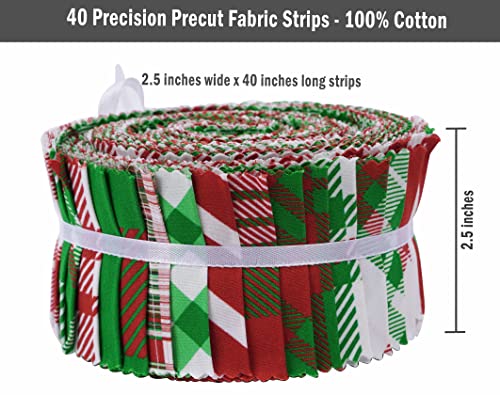 Quilting bandes d'artisanat 2.5x42 pouces en coton patchwork noël rouge - 5