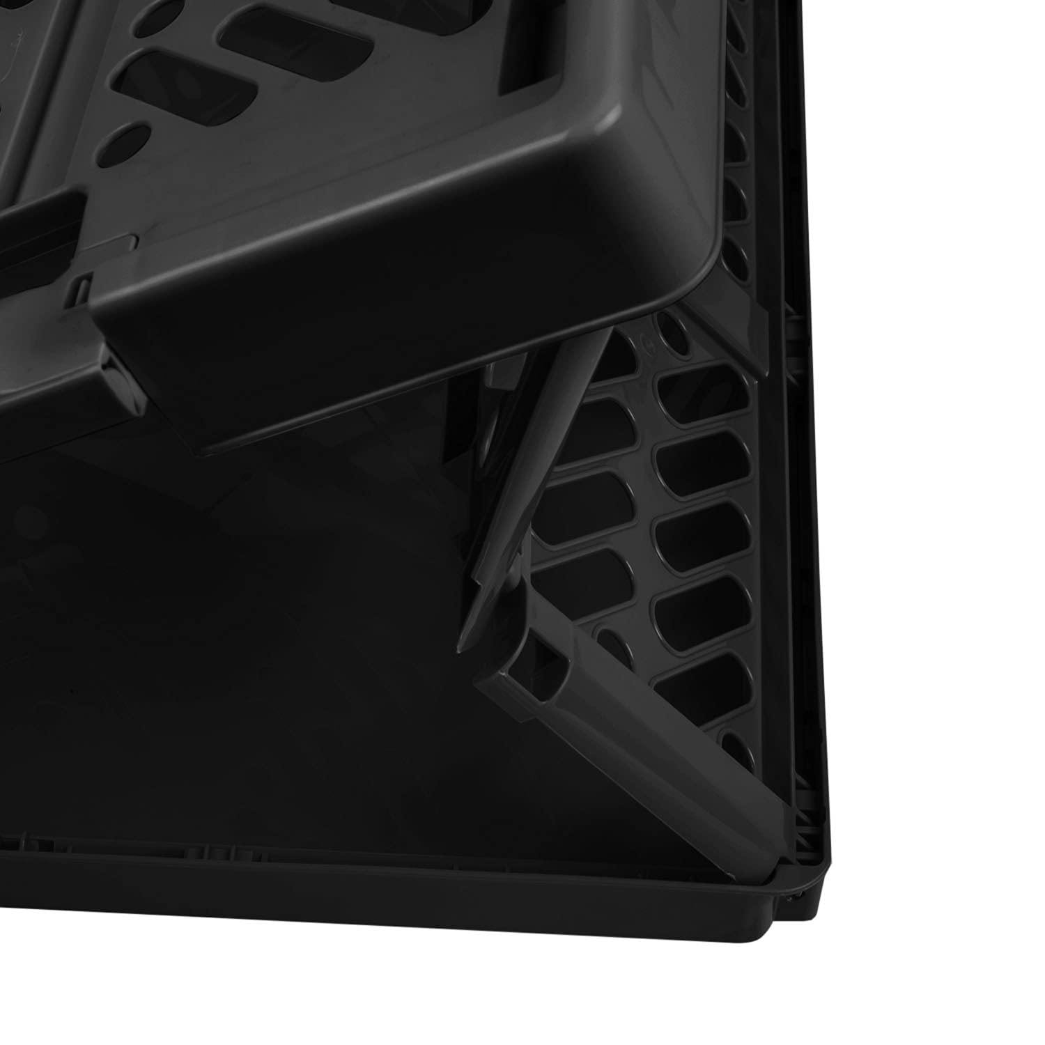 6 x stabilne, profesjonalne składane pudełko 45 l – 54 x 37 x 28 cm – skrzynia na zakupy składana z miękkimi uchwytami – skrzynia transportowa można układać w stos, czarna