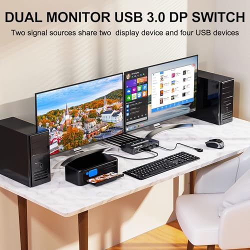 KVM 2 moniteurs 2 ordinateurs pour éliminer les câbles Displayport HDMI - 2