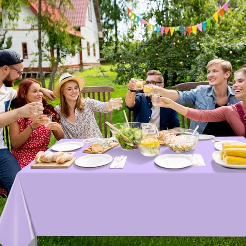 Image of 16 Pack Light Purple Plastic Tablecloth for Rectangle Tables, Premium Decorative Lavender Disposable Table Cloths for Parties, Rectangle Party Table Cover for Birthday Wedding Baby Shower, 54x108 Inch