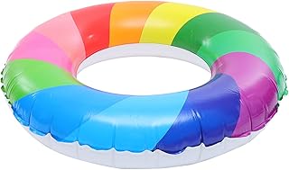 Amosfun Anel De Natação Arco-Íris Piscina Praia Praia Para Crianças Anel De Natação Seguro Flutuador Anel Flutuante Praia Flutua Fornecimento De Natação Design Arco-Íris Anel De Natação