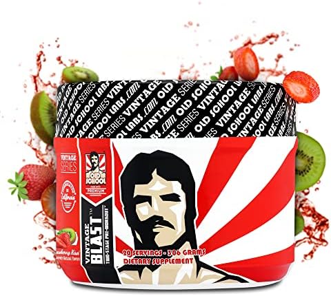 Vintage Blast Pre-Workout – Two-Stage Pre Workout Energy Supplement – Muscle Endurance, Pumps & Focus – Nitric Oxide Booster + Controlled-Release Caffeine + Aminos – Sugar-Free & Natural – 306g