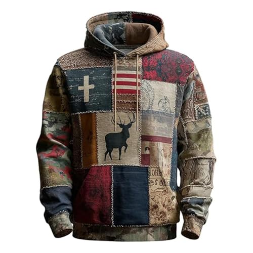 Sweat-shirt à capuche homme ample en coton molletonné épais pour l'hiver