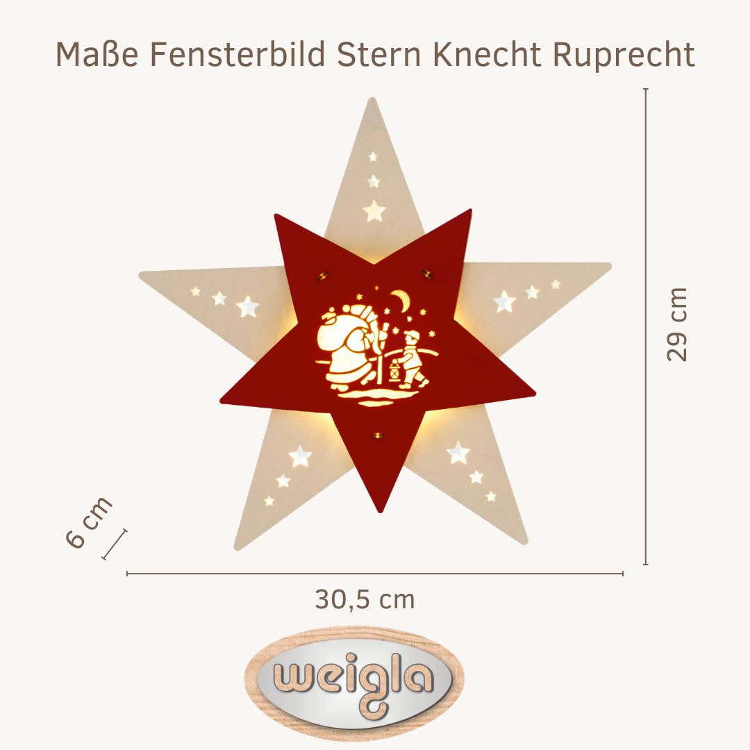 weigla Décoration de fenêtre LED « Knecht Ruprecht » - Motif étoile