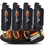 4 x Wilhelm Pfefferspray 16 ml Schlüsselanhänger schwarz Tierabwehr Selbstverteidigung CS Gas KO Spray hochdosiert (ca. 2 Mio. Scoville) effektives Verteidigungsspray