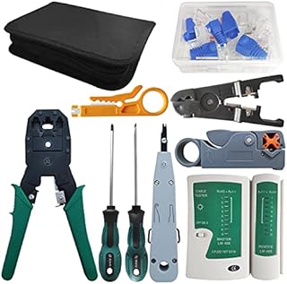 Network Tool Repair Kit, YEESON Ethernet LAN Network Cable Tester Computer Maintenance Coax Crimper Tool for RJ-45/11/12 Cat5/5e with Connector Accessories