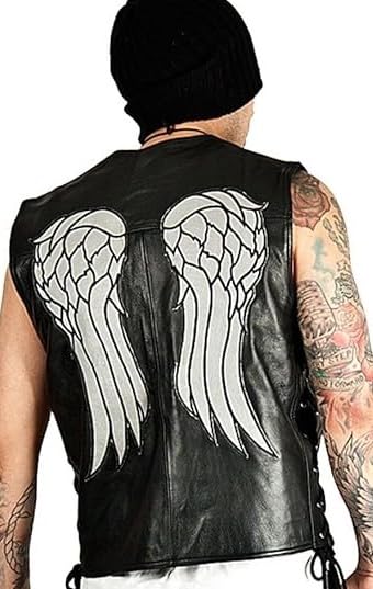 AQUBLARM Walk Dead Dixon Angel Wings Leather Vest Jacket