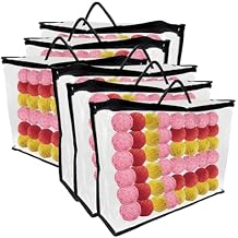 Klmnop Yarn Storage Bags 6 Pack, 12x16x4 Inch Clear Yarn Storage Organizer with Handle and Zipper, Knitting Organizer for Crochet LoversClear