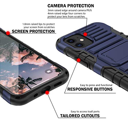 E-Tree Compatible With Iphone 12 Mini Case Cross Body Strap And Stand,2 In 1 Shockproof Hybrid Hard Pc & Soft Rubber, Crossbody Lanyard Perfect For Go Outside And Kid Elderly(Blue) #TOP4