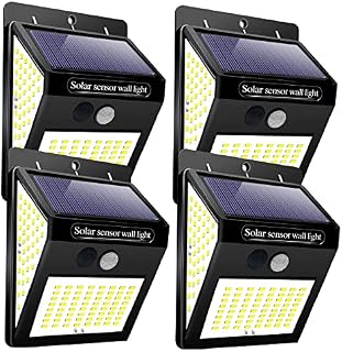Solar Lights Outdoor Garden,Upgraded 144LED Soalr Garden Lights,270ºWide Angle IP65 Waterproof Solar Lights,Solar Security Lights Outdoor Motion Sensor (4 Pack)