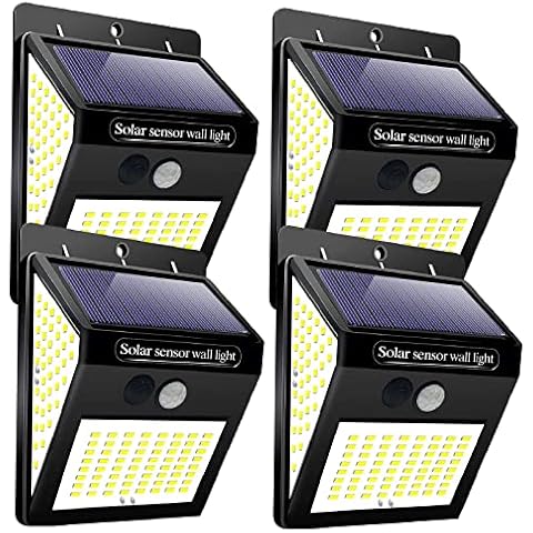 Solar Lights Outdoor Garden,Upgraded 144LED Soalr Garden Lights,270ºWide Angle IP65 Waterproof Solar Lights,Solar Security Lights Outdoor Motion Sensor (4 Pack) Cover