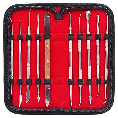 NIUPIKA Steel Wax Carving Tool Dental Clay Pottery Plaster Sculpture Carvers Tools Kit Dabber Tool Set Cover