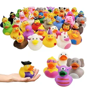 Chochkees Assorted Rubber Ducks Toy Duckies for Kids and Toddlers, Bath Birthday Baby Showers Classroom, Summer Beach and Pool Activity, 2