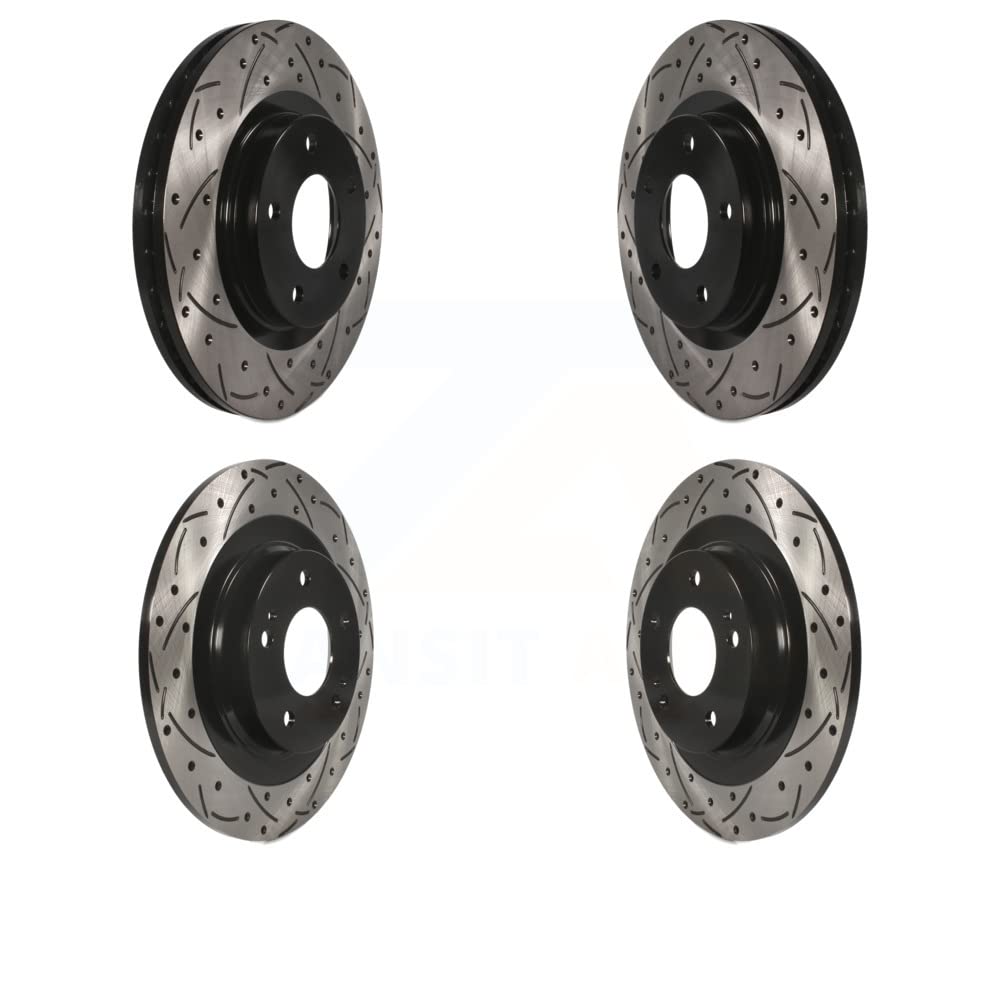 Photo 1 of Front Rear Coated Drilled Slotted Disc Brake Rotors Kit For Mitsubishi Outlander Sport RVR KD-100251 Front and Rear