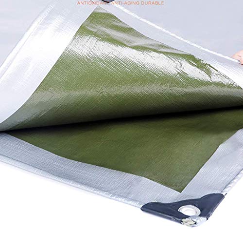 Bâche imperméable camping argent et vert bâche de protection 20 mil avec œillets - 7