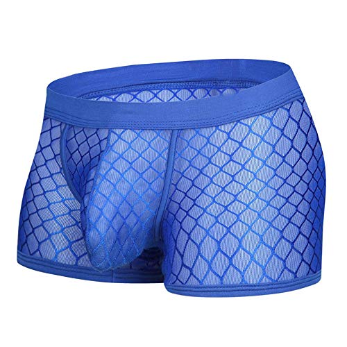 Mens Underwear Sexy Males Mesh Sheer Boxer Briefs See Through Fishnet Pouch Underpants Knickers Zulmaliu (Blue, L) Mens Underwear Sexy Males Mesh Sheer Boxer Briefs See Through Fishnet Pouch Underpants Knickers Zulmaliu (Blue, L)