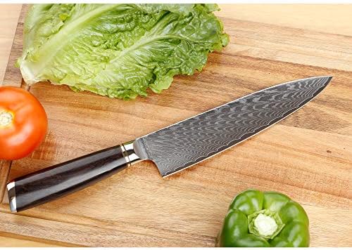 Sunlong Chef's Knives 8 inch Gyuto Kitchen Knives Japanese Damascus Steel Natural Ebony Wooden Handle­