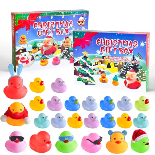 2025 Christmas Advent Calendar Ducks, 24 Days Christmas Countdown Rubber