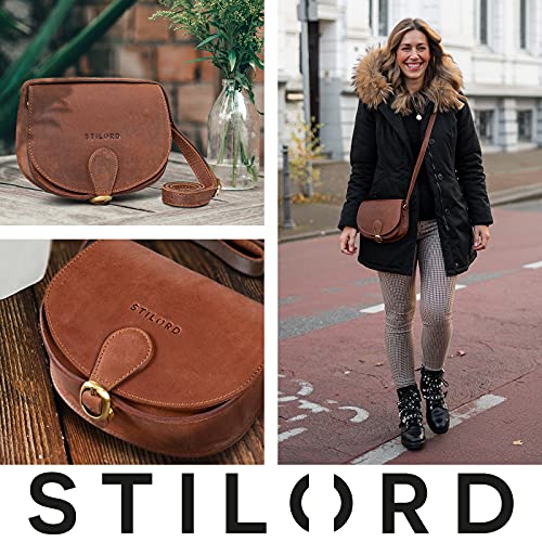 STILORD 'Helena' Kleine handtas Leren Schoudertas Dames Uitgaande Tas Crossbody-Tas Vintage Echt Leer, Kleur:veleta - bruin - Image 8