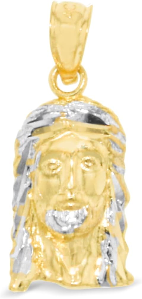 Floreo 10k Yellow Gold Face of Jesus Christ Two-Tone Religious Pendant